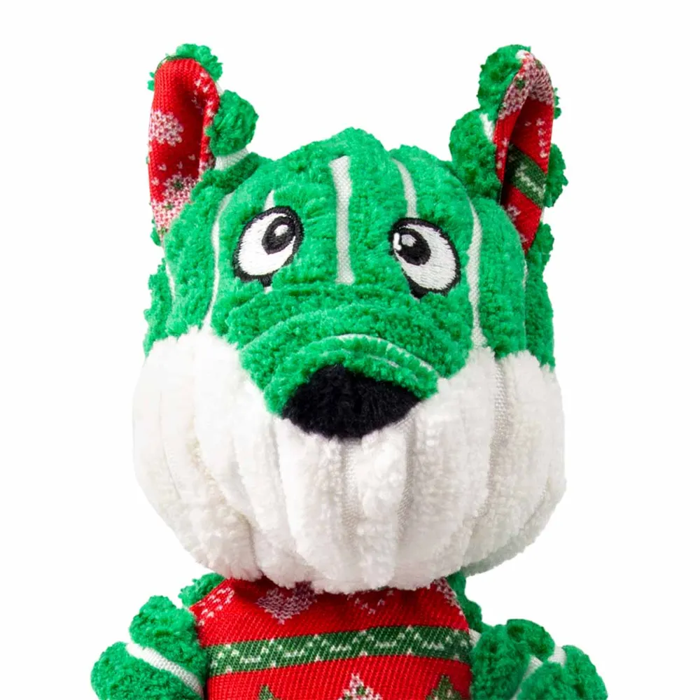 KONG Holiday Floppy Knots Fox S/M - et klassisk plys-hundelegetøj med reb og knuder, pivelyd og juletema.
